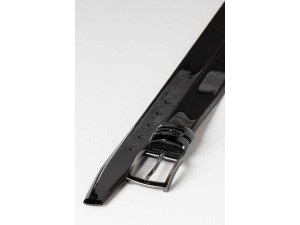 3.5 cm Erkek Klasik Rugan Hakiki Deri Kemer Siyah