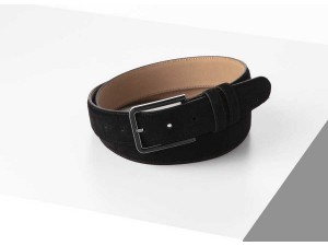 3.5 cm Erkek Klasik Dikişli Süet Hakiki Deri Kemer Siyah