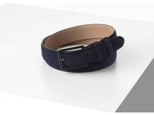 3.5 cm Erkek Klasik Dikişli Süet Hakiki Deri Kemer Lacivert