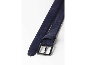 3.5 cm Erkek Klasik Dikişli Süet Hakiki Deri Kemer Lacivert