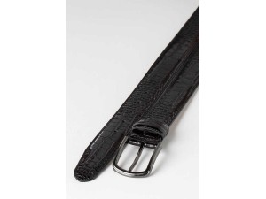 3.5 cm Erkek Klasik Dikişli Hakiki Deri Kemer Siyah
