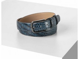 3.5 cm Erkek Klasik Dikişli Hakiki Deri Kemer Petrol Mavi