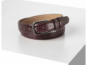 3.5 cm Erkek Klasik Dikişli Hakiki Deri Kemer Bordo