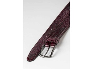 3.5 cm Erkek Klasik Dikişli Hakiki Deri Kemer Bordo