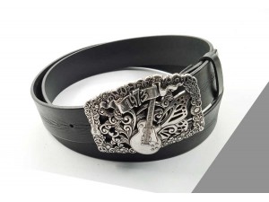 4 cm Unisex Özel Tasarım İtalyan Tokalı Hakiki Deri Spor Kemer Siyah