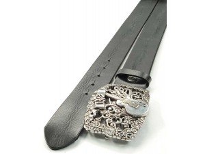 4 cm Unisex Özel Tasarım İtalyan Tokalı Hakiki Deri Spor Kemer Siyah