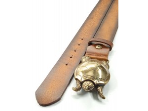 4 cm Unisex Özel Tasarım İtalyan Tokalı Hakiki Deri Spor Kemer Taba