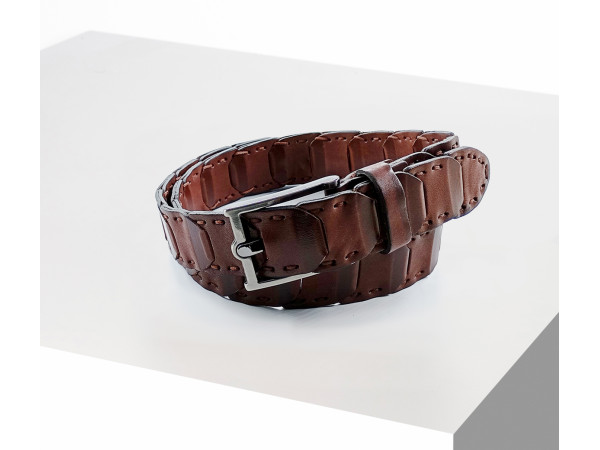 3.5 cm Unisex El Yapımı Örgülü Deri Spor Kemer Kahverengi