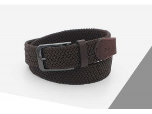 3,5 cm Erkek Elastik Dokuma Kemer Kahverengi