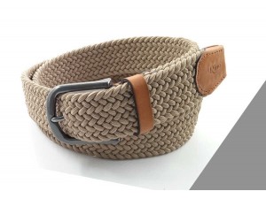 3,5 cm Erkek Elastik Dokuma Kemer Bej
