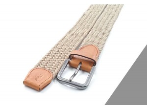3,5 cm Erkek Elastik Dokuma Kemer Bej